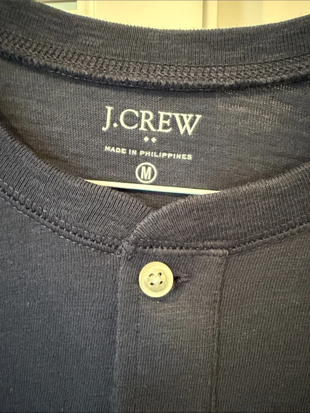 J. Crew Men's Long-Sleeve Henley in Navy Blue